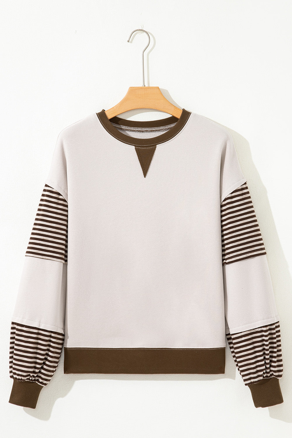 Jet Stream Striped Colourblock Patchwork Drop Shoulder Sweatshirt
