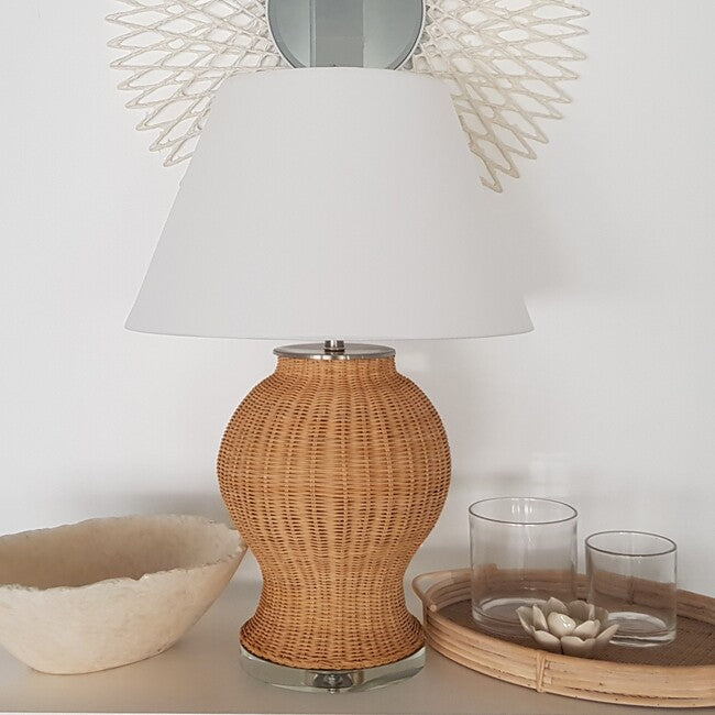 Westhampton Table Lamp 79cm Rattan and Acrylic Base Tapered Shade Decorative Accent