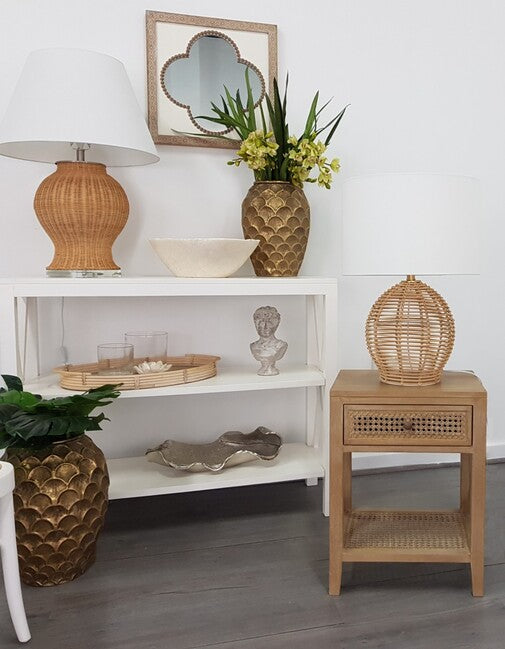 Westhampton Table Lamp 79cm Rattan and Acrylic Base Tapered Shade Decorative Accent