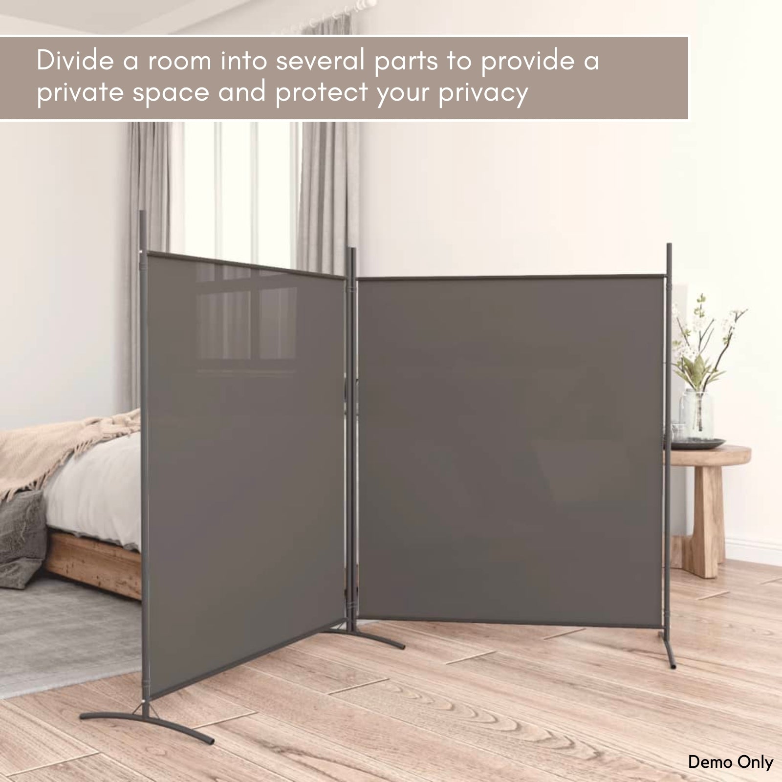 2-Panel Room Divider Anthracite 348x180 cm Fabric