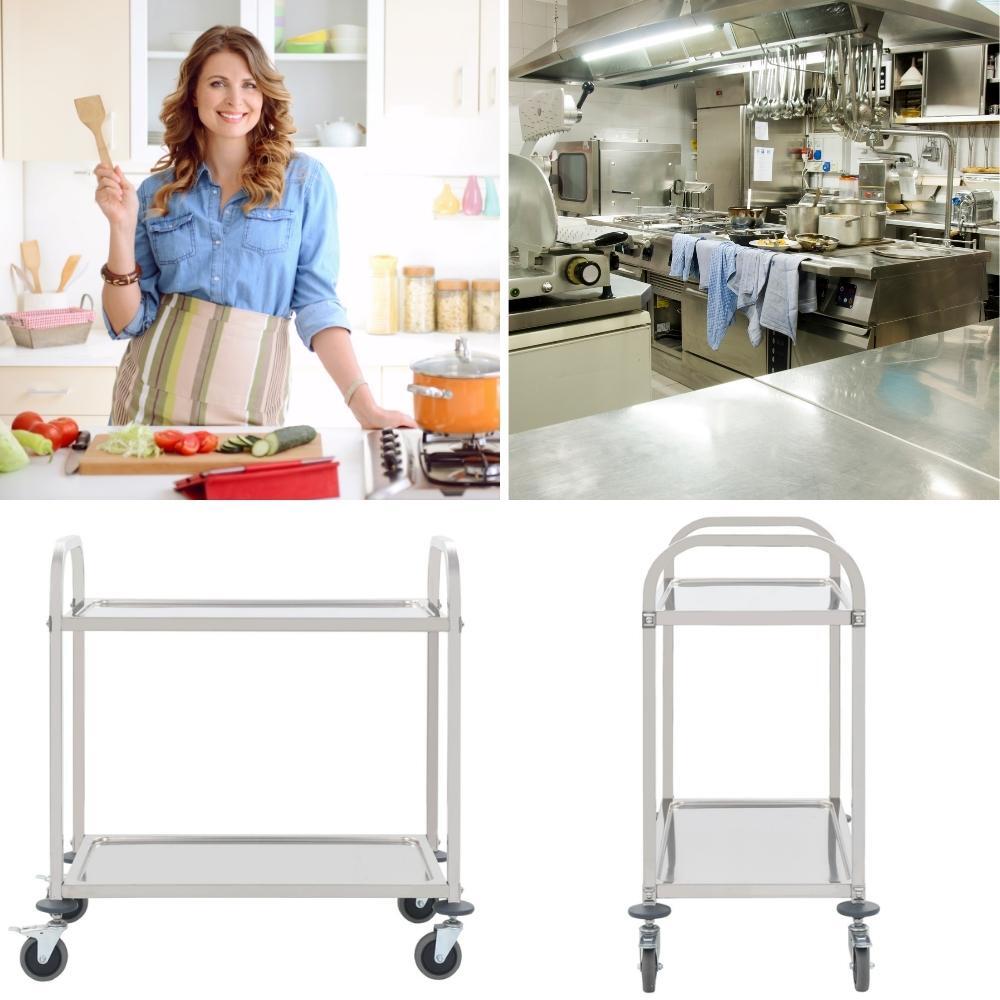 2-Tier Kitchen Trolley 95x45x83.5 cm Stainless Steel