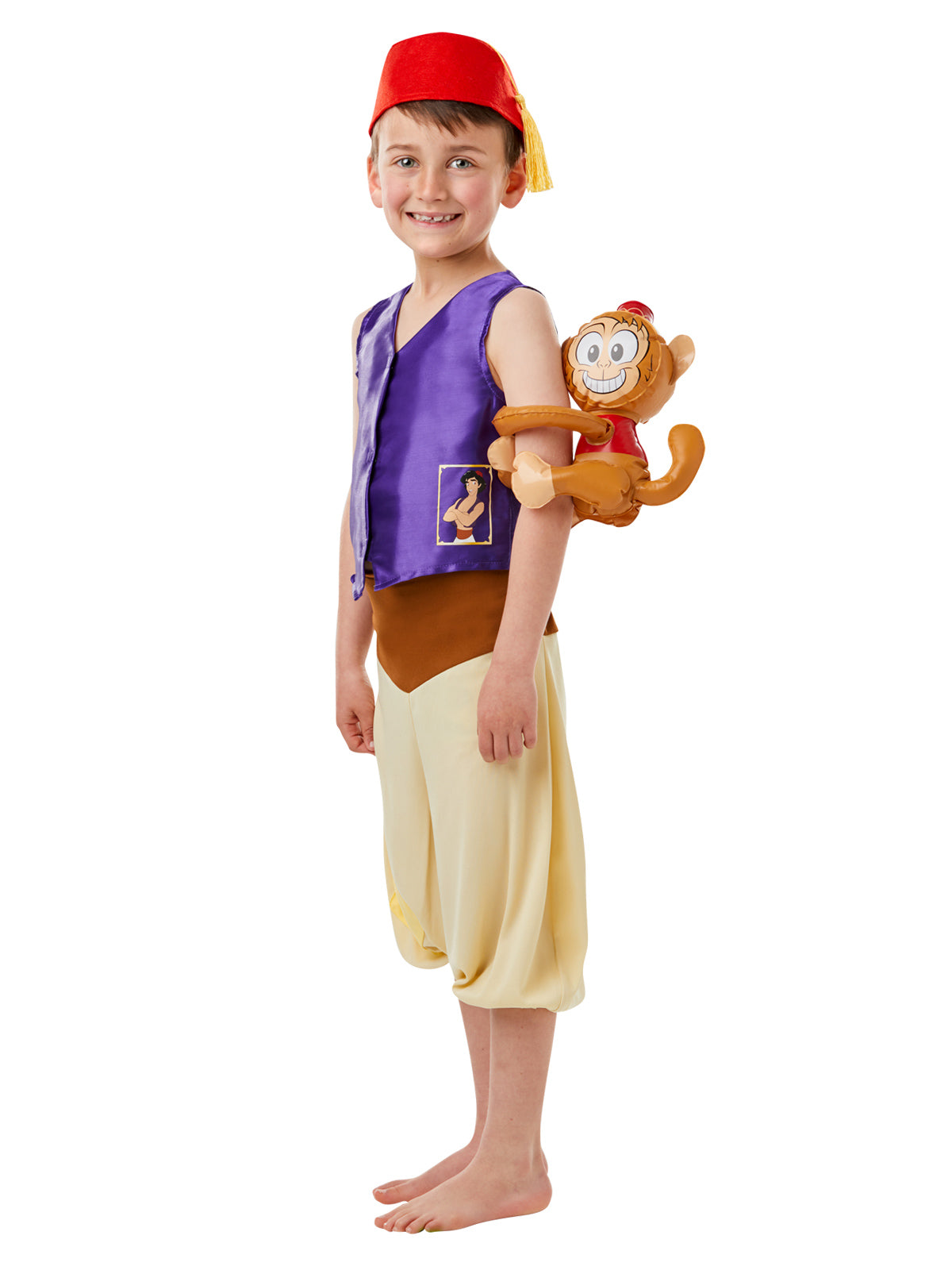 Aladdin Deluxe Costume Child Disney Fancy Dress Vest Pants Hat Red Colour