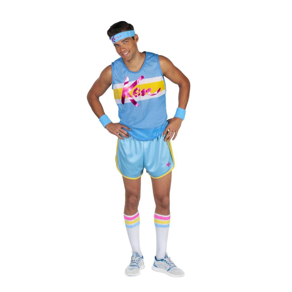 Barbie Ken Exercise Costume Adult Official Licensed Shorts Top Wristbands Headband Socks