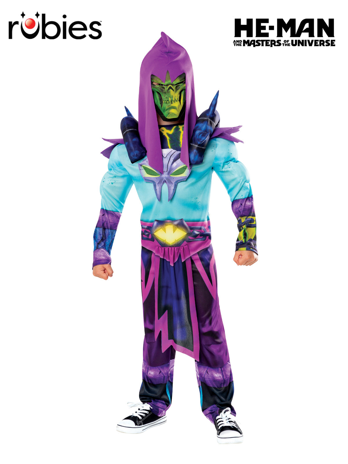 Child Skeletor Costume with EVA Mask Muscle Jumpsuit and Shoulder Armor