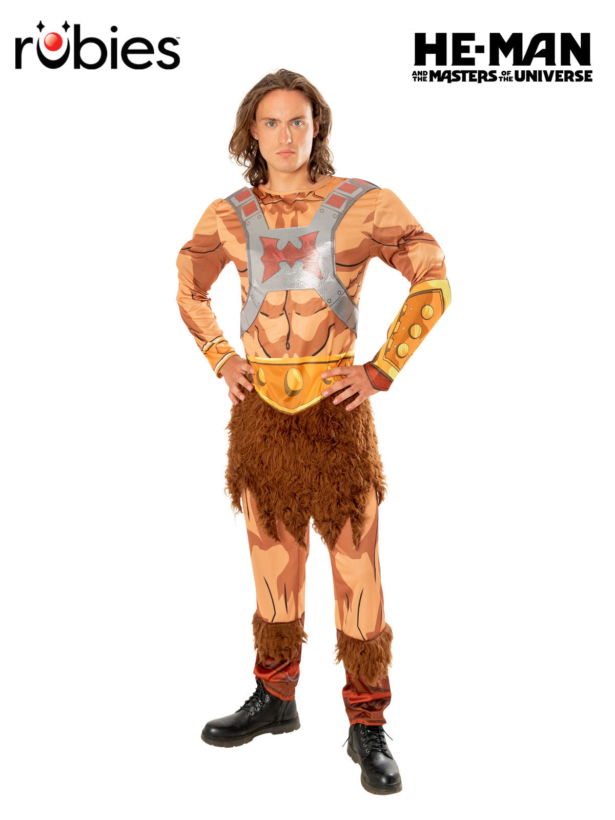 Adult He-Man Revelation Costume with Muscle Suit and Faux Fur Tunic