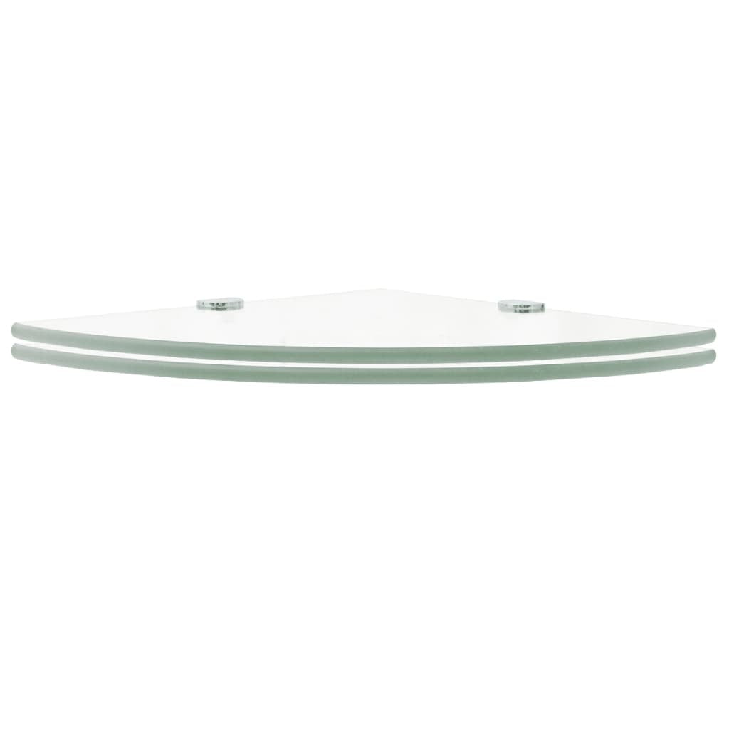 Corner Shelves 2 pcs with Chrome Supports Glass Clear 25x25 cm