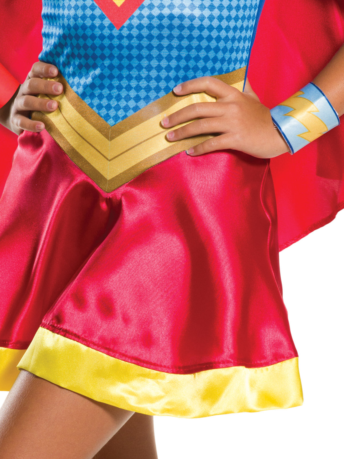 Supergirl Costume for Kids Dress with Cape Headband Cuffs DC Superhero Outfit