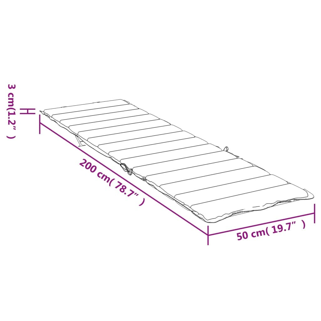 Sun Lounger Cushion Anthracite 200x50x3cm Oxford Fabric