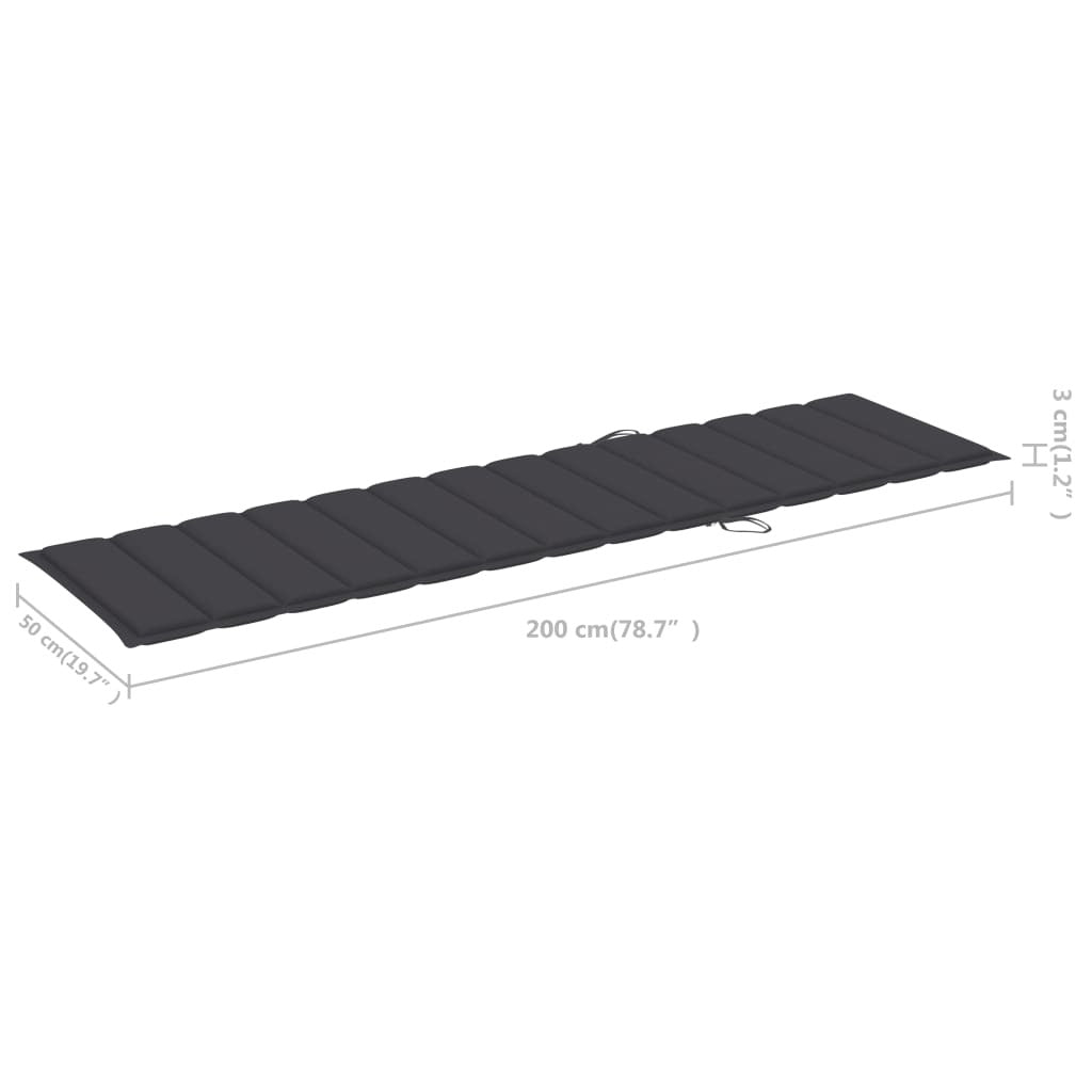 Sun Lounger Cushion Anthracite 200x50x3cm Oxford Fabric
