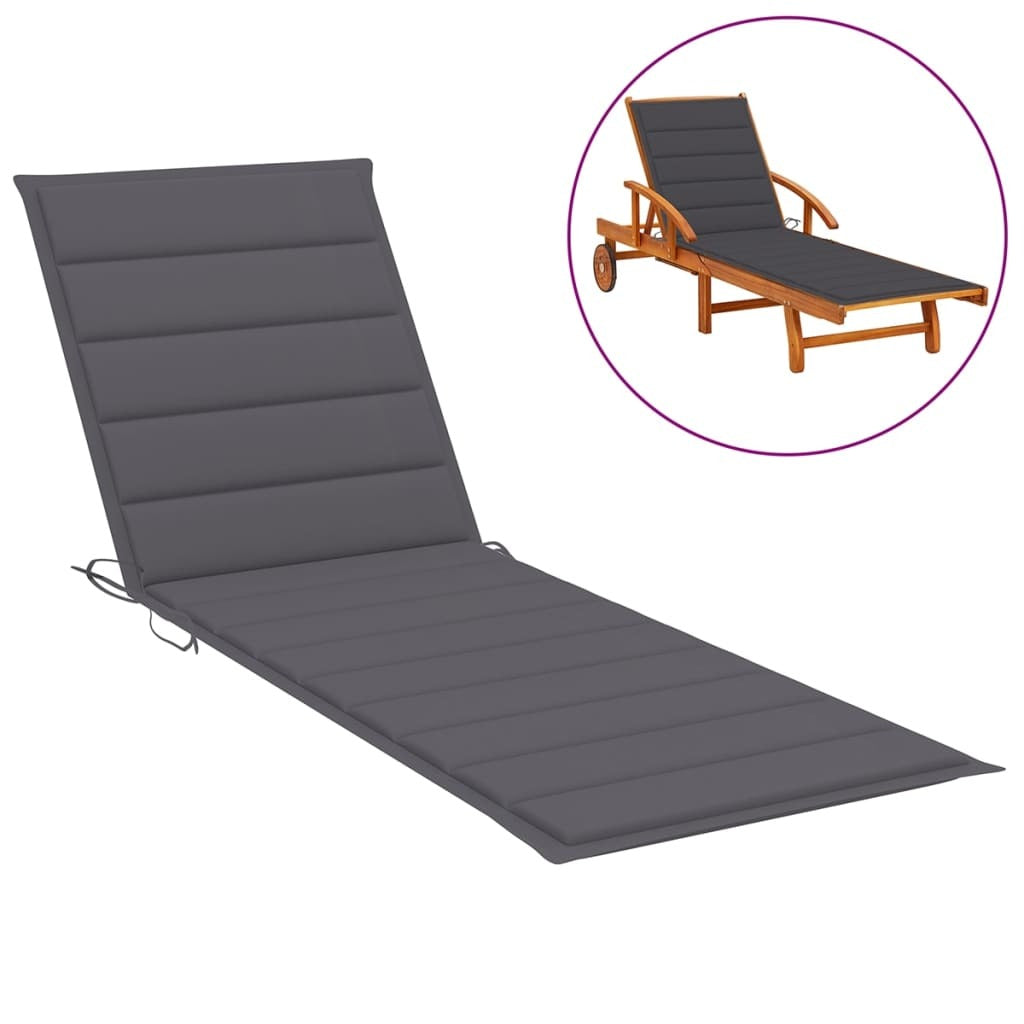 Sun Lounger Cushion Anthracite 200x50x3cm Oxford Fabric