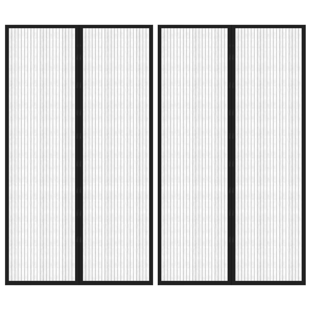 Insect Door Curtains 2 pcs with Magnet Blocks Black 200x80 cm