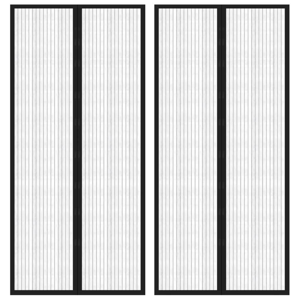 Insect Door Curtains 2 pcs with Magnet Blocks Black 210x90 cm