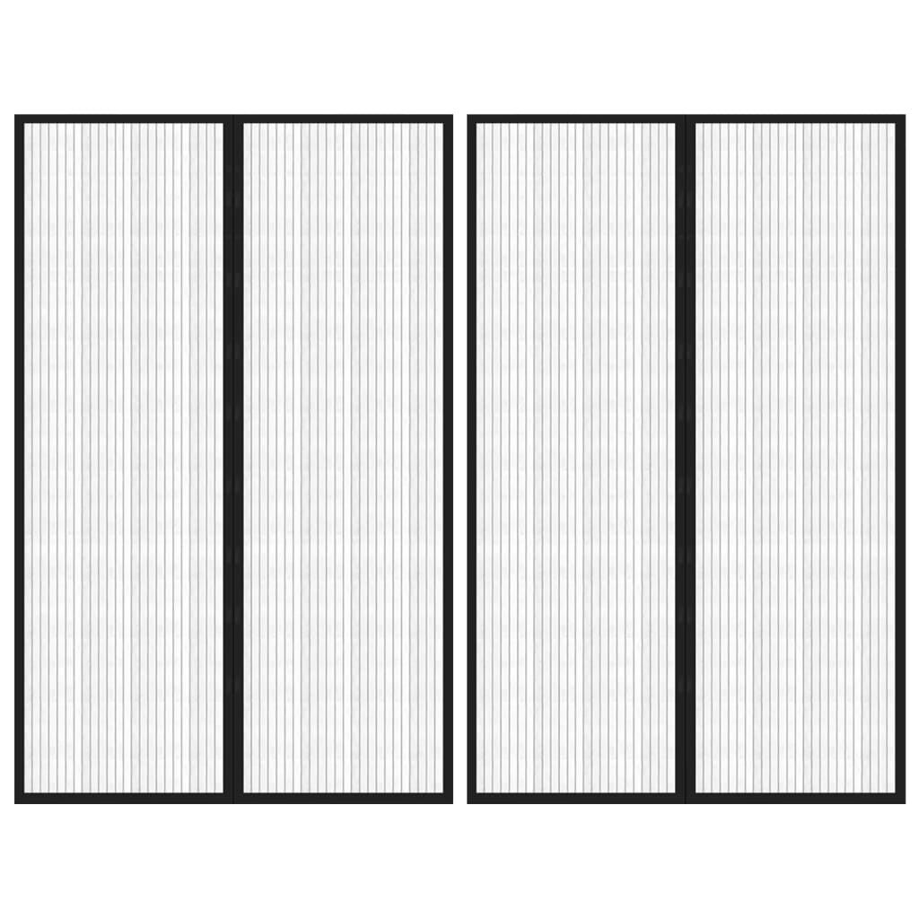 Insect Door Curtains 2 pcs with Magnet Blocks Black 220x130 cm