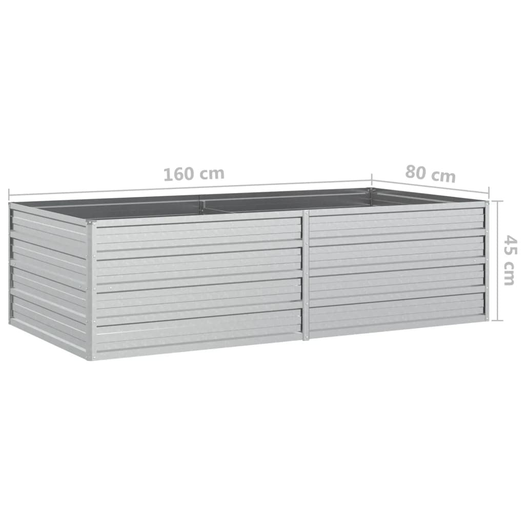 Garden Raised Bed 160x80x45 cm Galvanized Steel Silver
