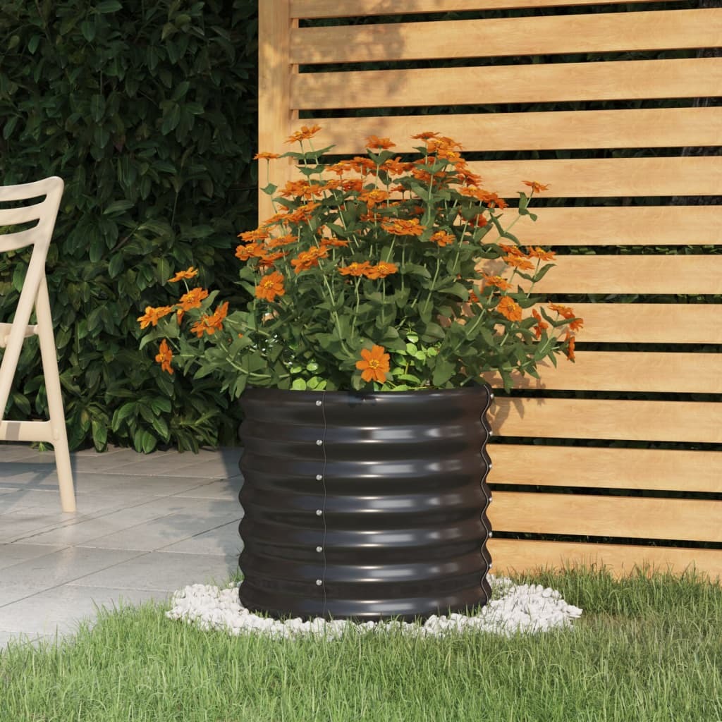 Garden Planter Galvanised Steel 40x40x36 cm Anthracite
