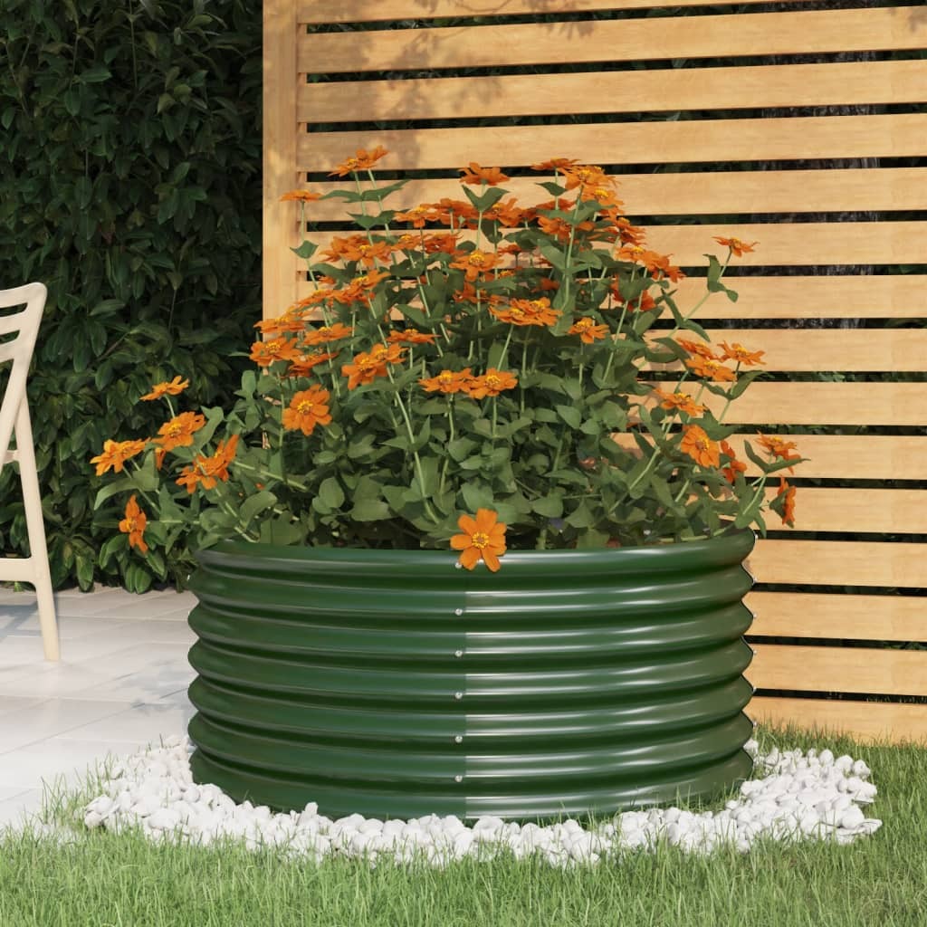 Garden Planter Galvanised Steel 80x80x36 cm Green