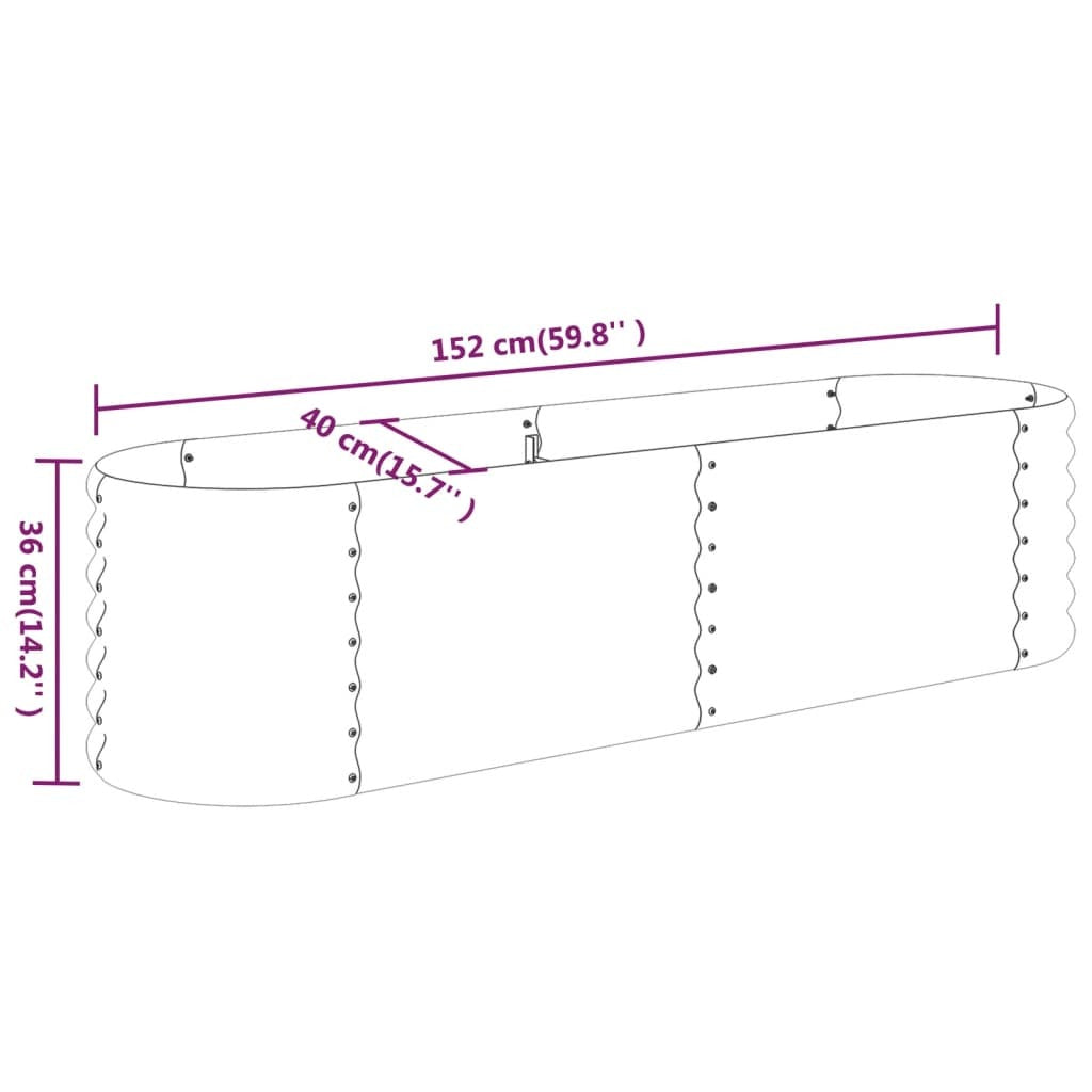 Garden Raised Bed Galvanised Steel 152x40x36 cm Anthracite