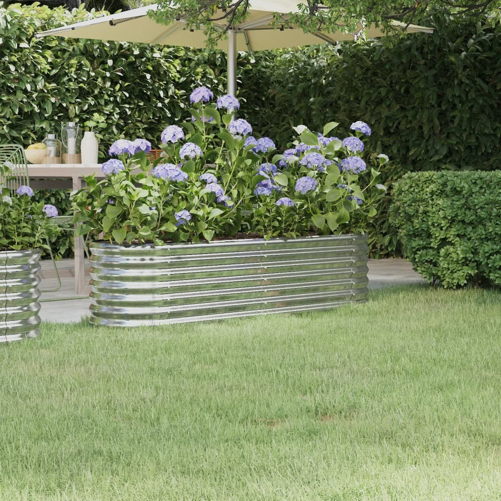 Garden Raised Bed Galvanised Steel 152x40x36 cm Silver
