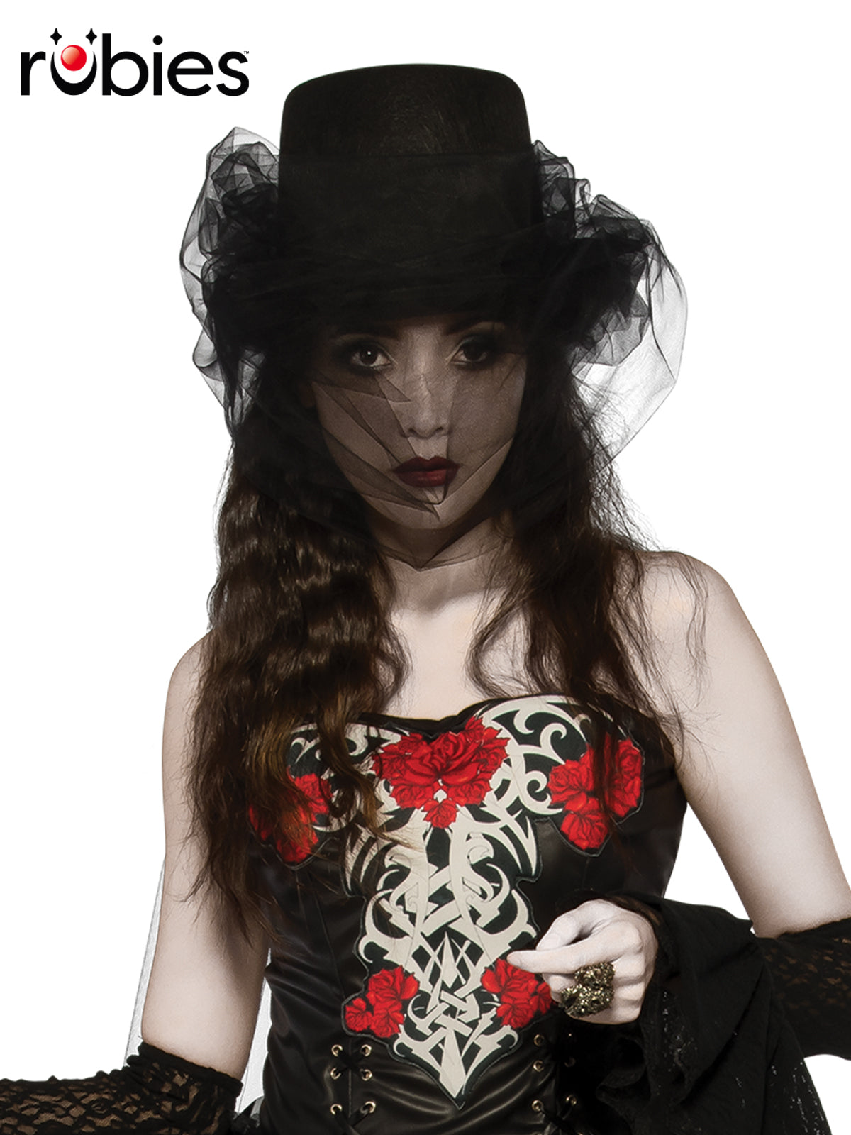 Heart of Darkness Adult Top Hat with Tulle for Halloween Dress Up