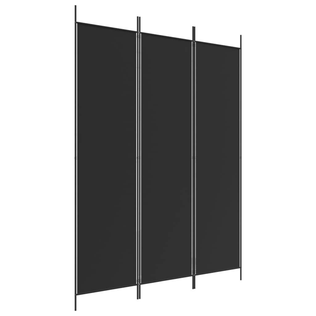3-Panel Room Divider Black 150x200 cm Fabric