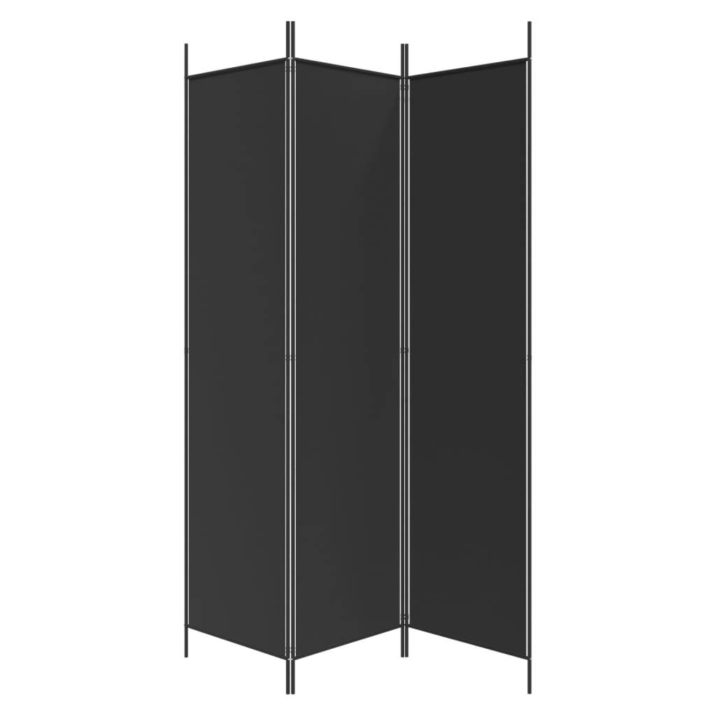 3-Panel Room Divider Black 150x200 cm Fabric