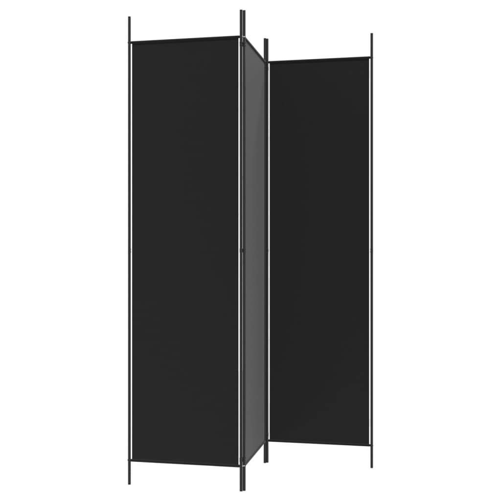 3-Panel Room Divider Black 150x200 cm Fabric