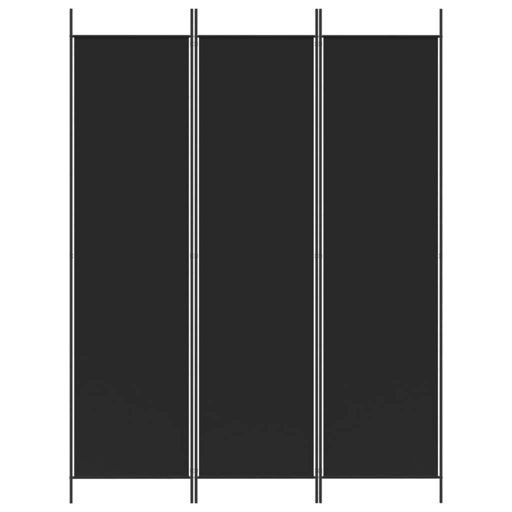 3-Panel Room Divider Black 150x200 cm Fabric