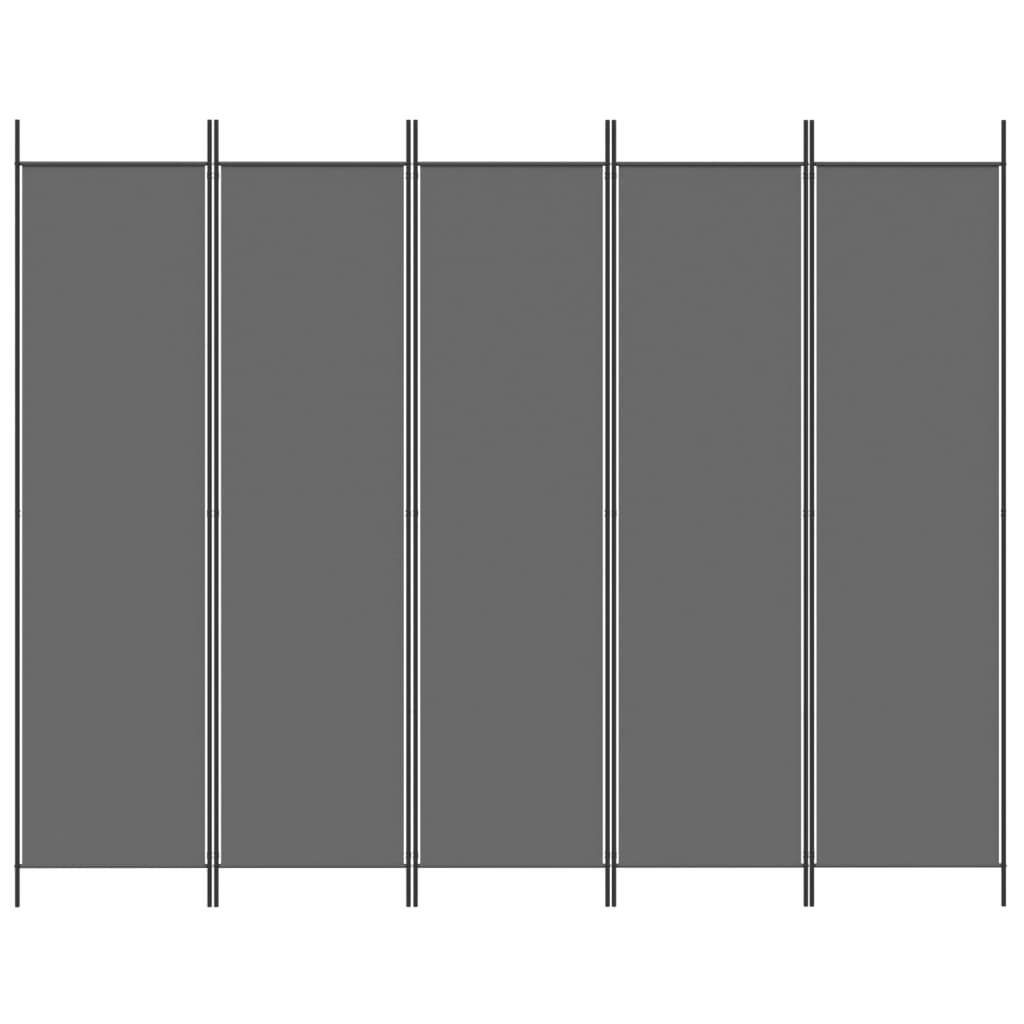 5-Panel Room Divider Anthracite 250x200 cm Fabric