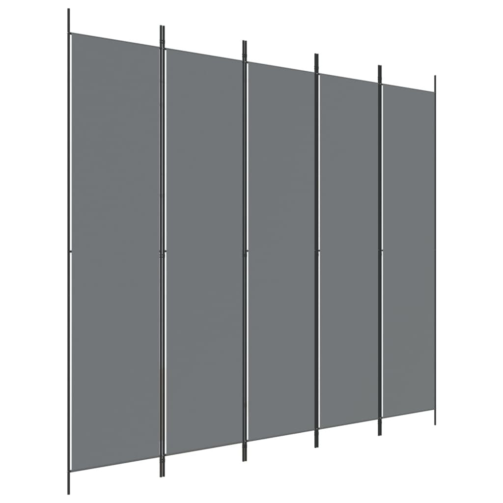 5-Panel Room Divider Anthracite 250x220 cm Fabric