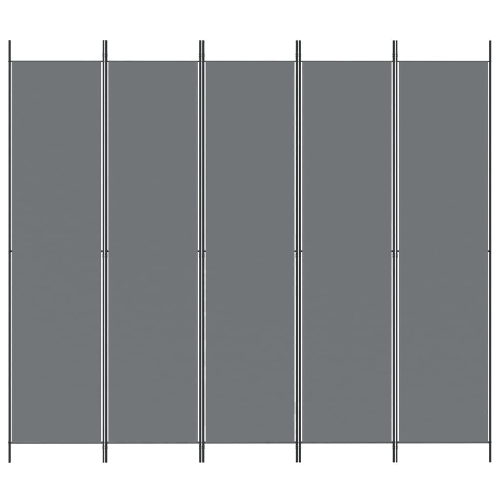 5-Panel Room Divider Anthracite 250x220 cm Fabric