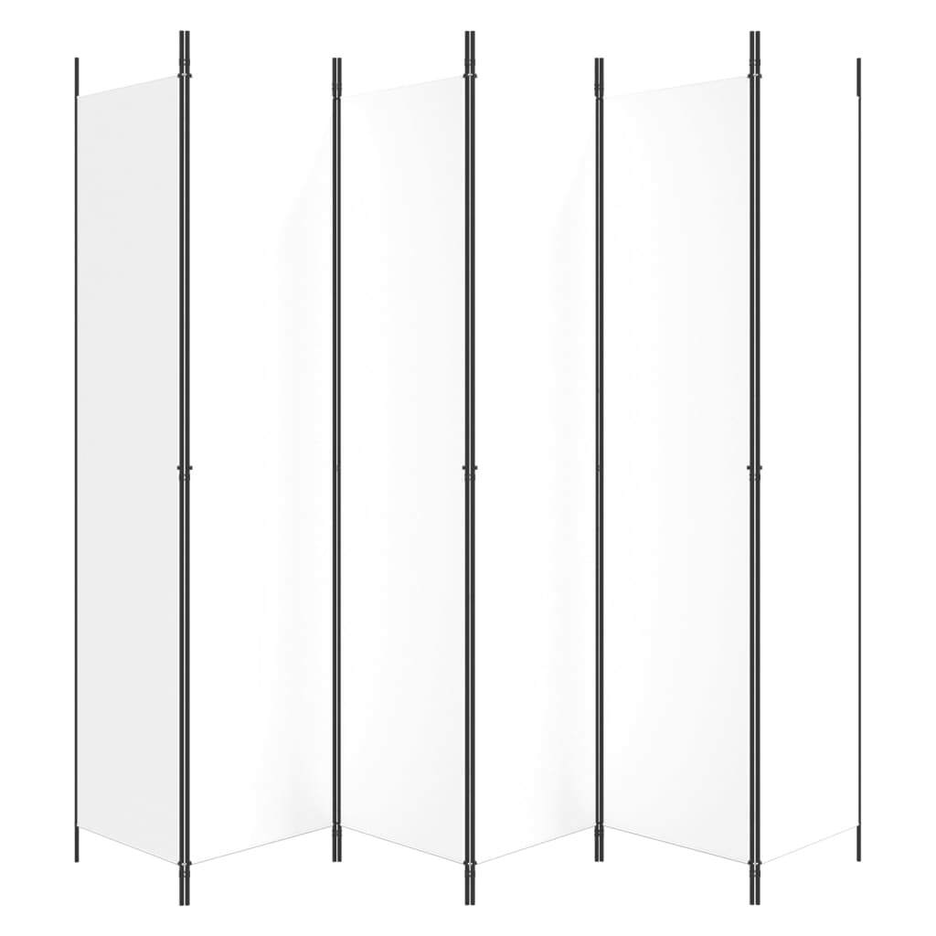6-Panel Room Divider White 300x220 cm Fabric