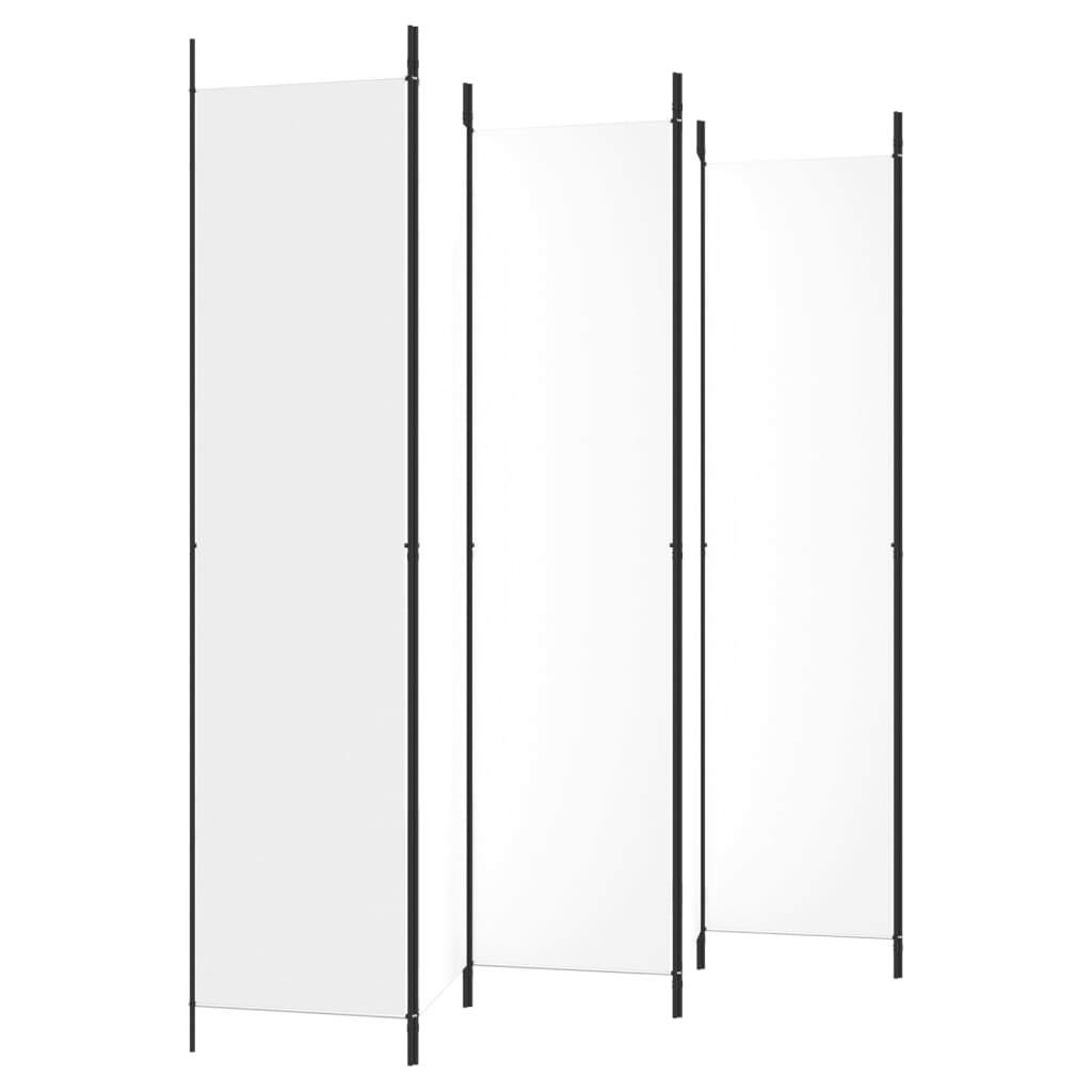 6-Panel Room Divider White 300x220 cm Fabric