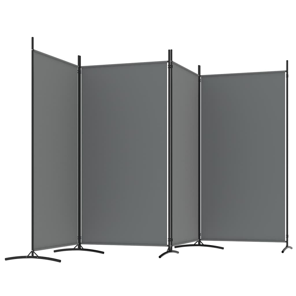 4-Panel Room Divider Anthracite 346x180 cm Fabric