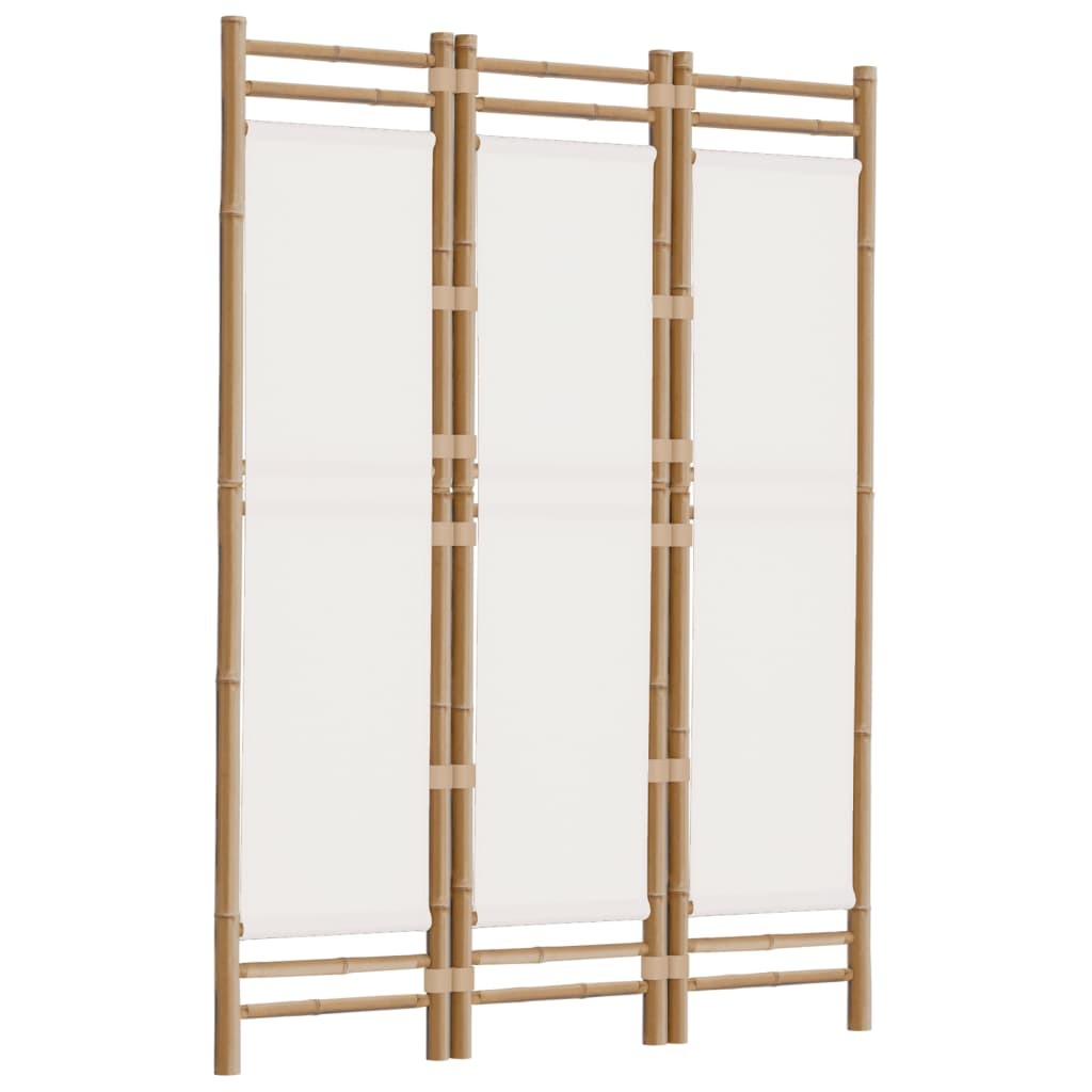 Folding 3-Panel Room Divider 120 cm Bamboo and Canvas