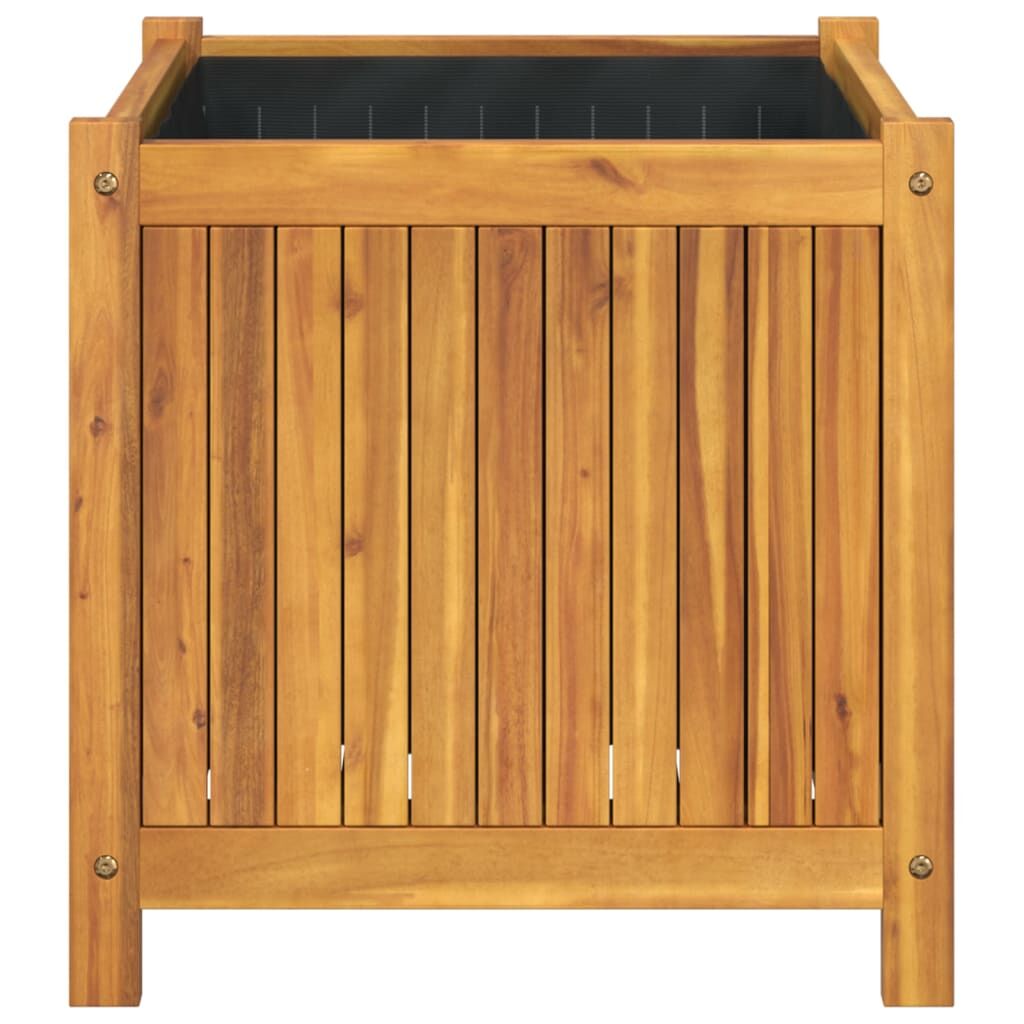 Garden Planter with Liner 50x50x50 cm Solid Wood Acacia