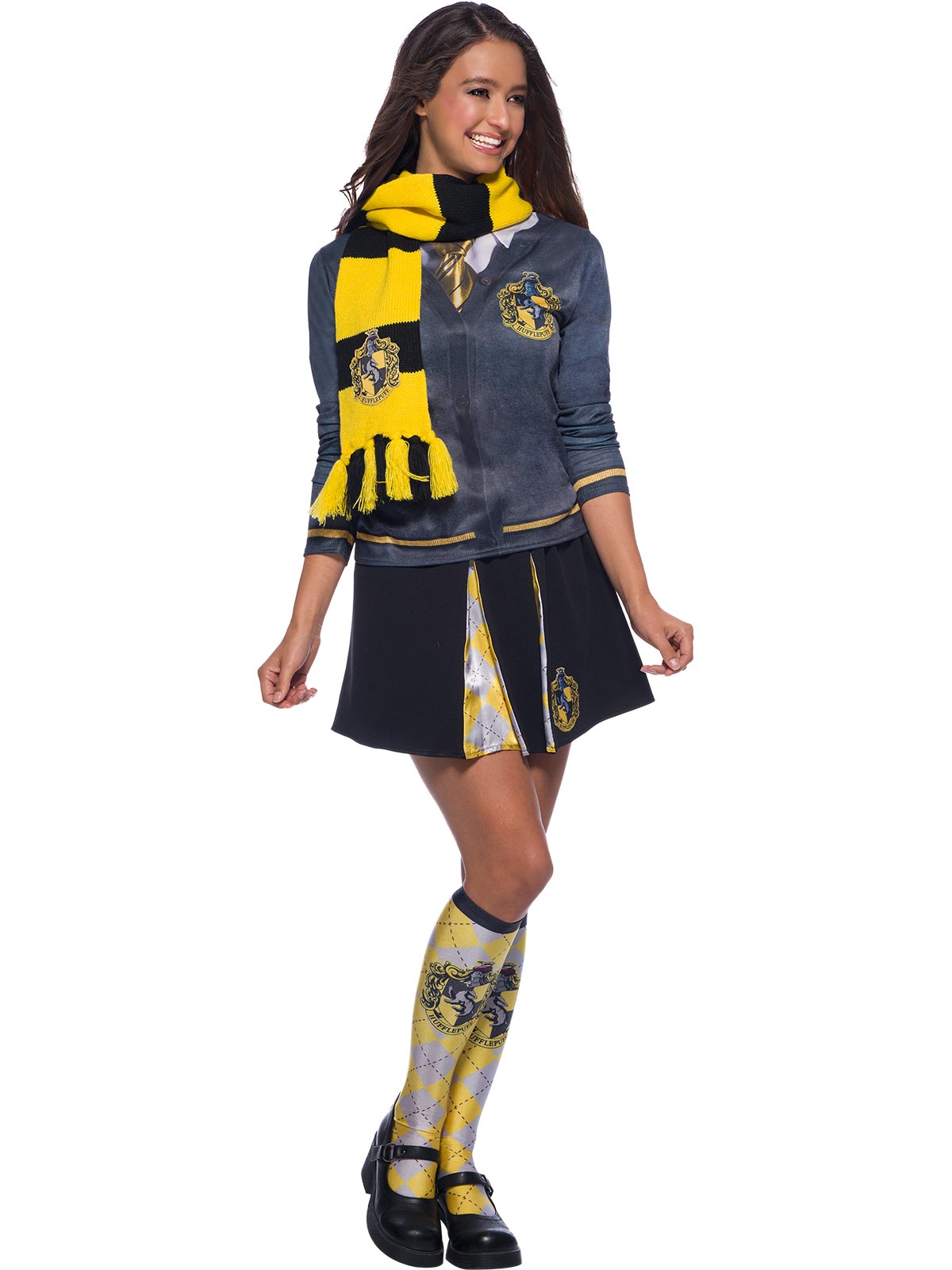 Hufflepuff Knit Scarf with Embroidered Emblem Harry Potter Official Licensed Accessory Yellow & Black Colour