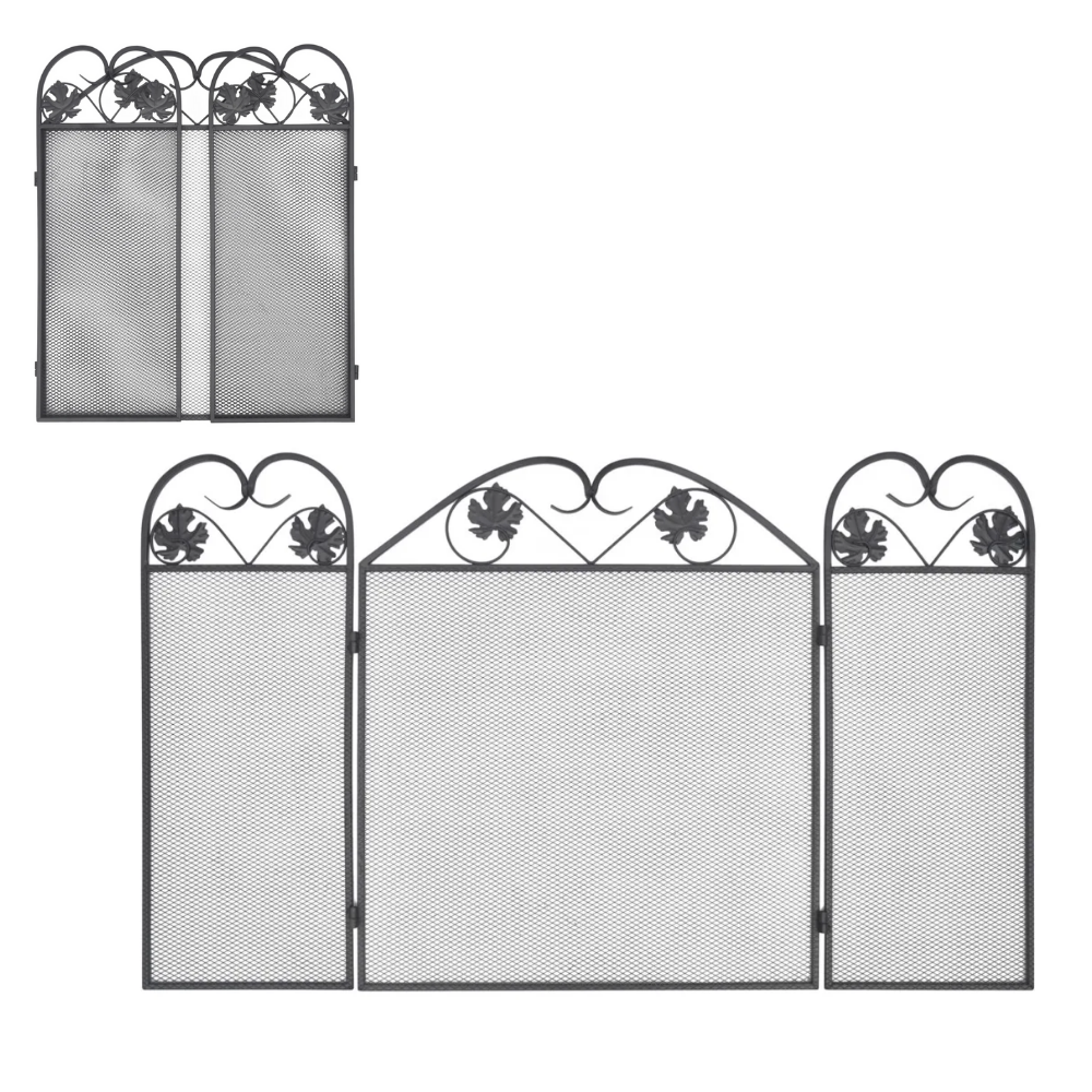 3-panel Fireplace Screen Iron Black