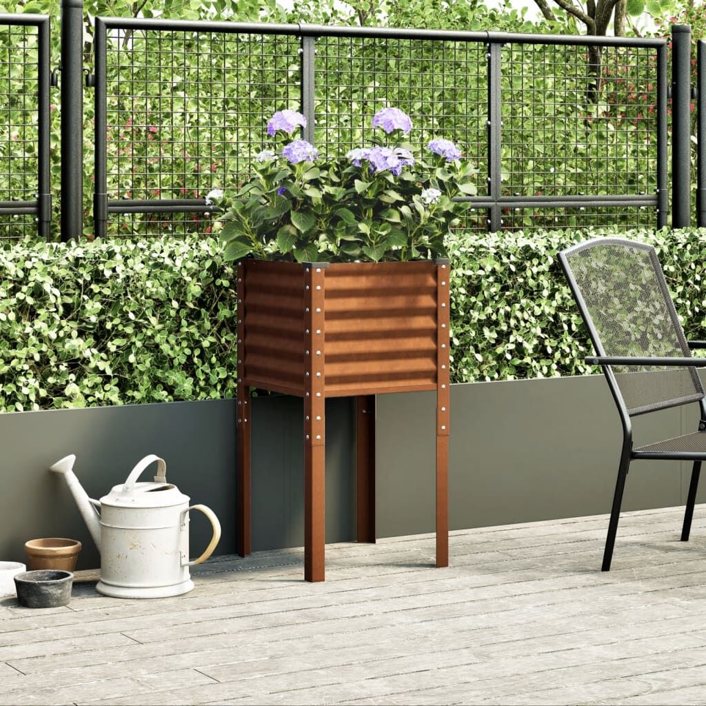 Garden Planter 45x45x88 cm Weathering Steel