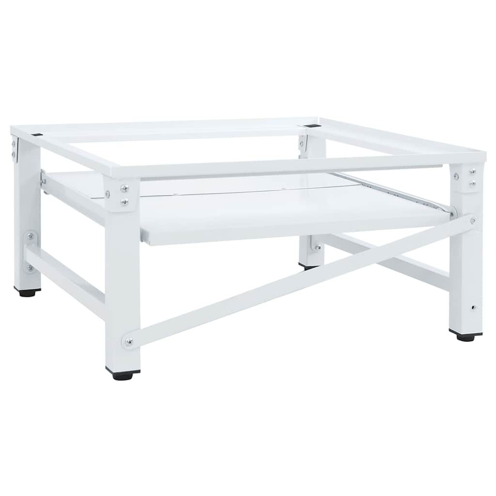 Washing Machine Pedestal with Pull-out Shelf White