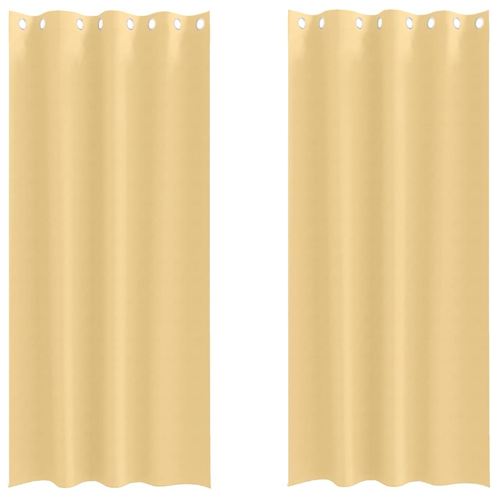 Blackout Curtains with Rings 2 pcs Beige 245 x 140 cm Polyester