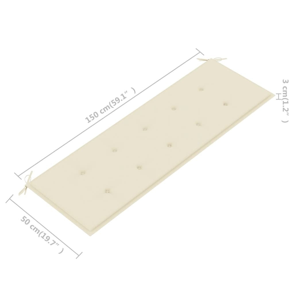 Garden Bench Cushion Cream 150x50x4 cm Oxford Fabric