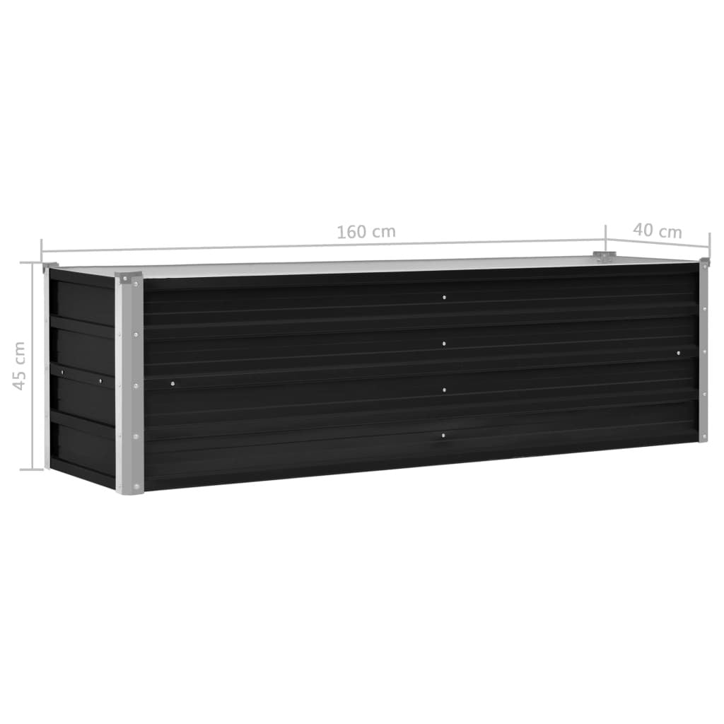 Garden Raised Bed Anthracite 160x40x45 cm Galvanised Steel