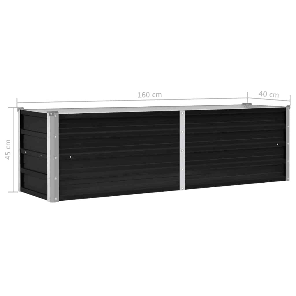 Garden Raised Bed Anthracite 160x40x45 cm Galvanised Steel