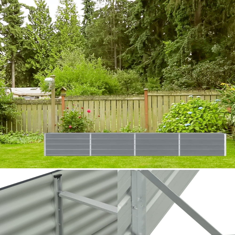 Garden Raised Bed Galvanised Steel 320x40x45 cm Grey