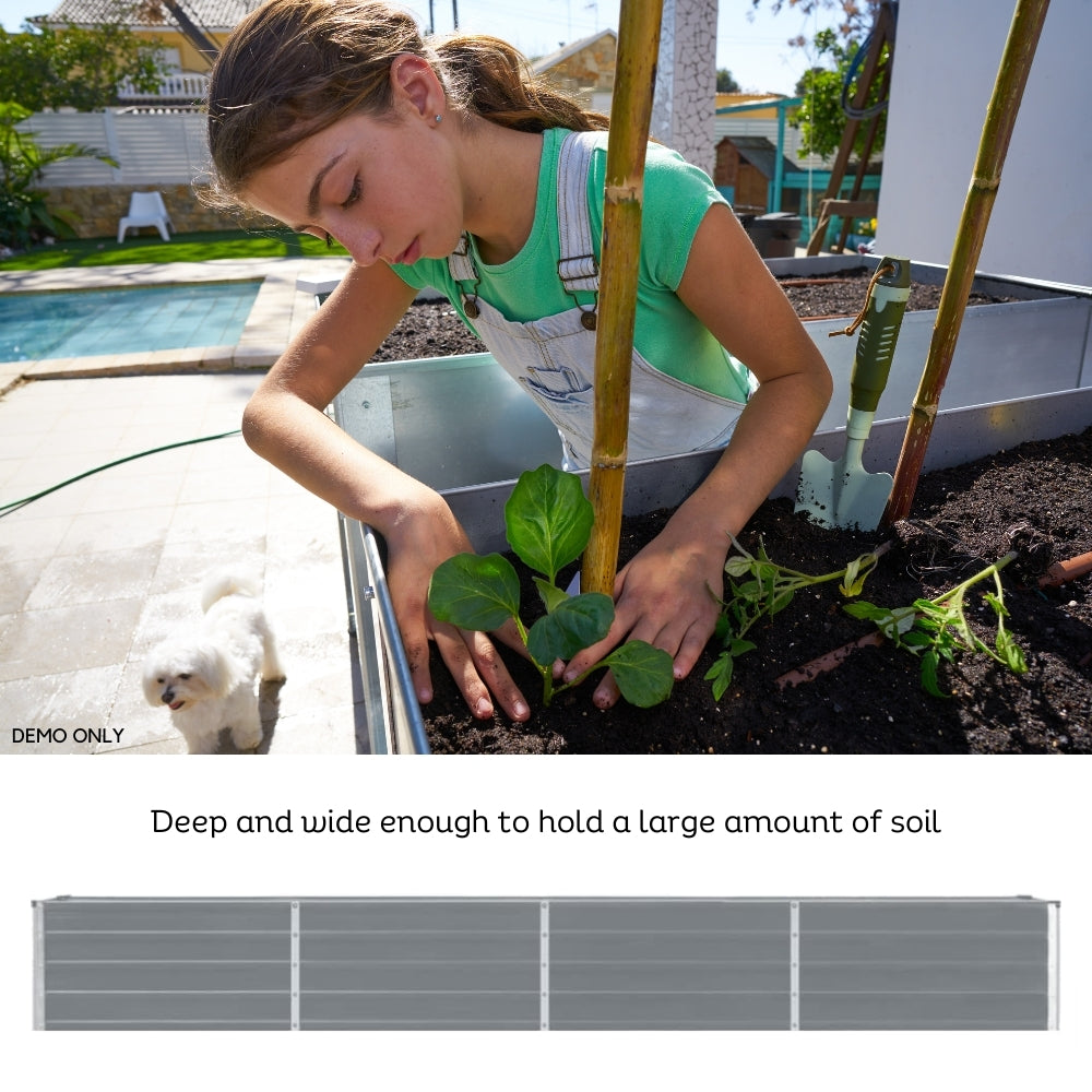 Garden Raised Bed Galvanised Steel 320x40x45 cm Grey