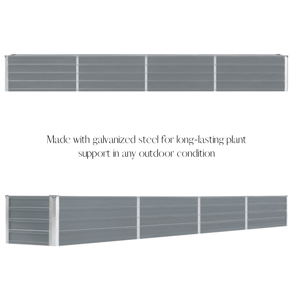 Garden Raised Bed Galvanised Steel 320x40x45 cm Grey