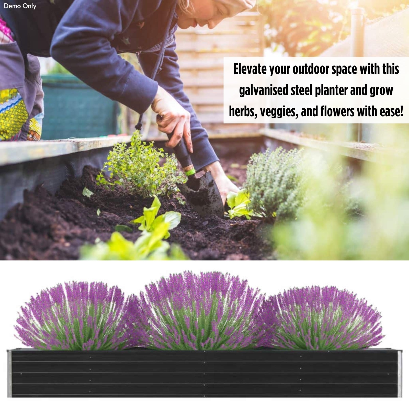 Garden Raised Bed Galvanised Steel 320x40x45 cm Anthracite