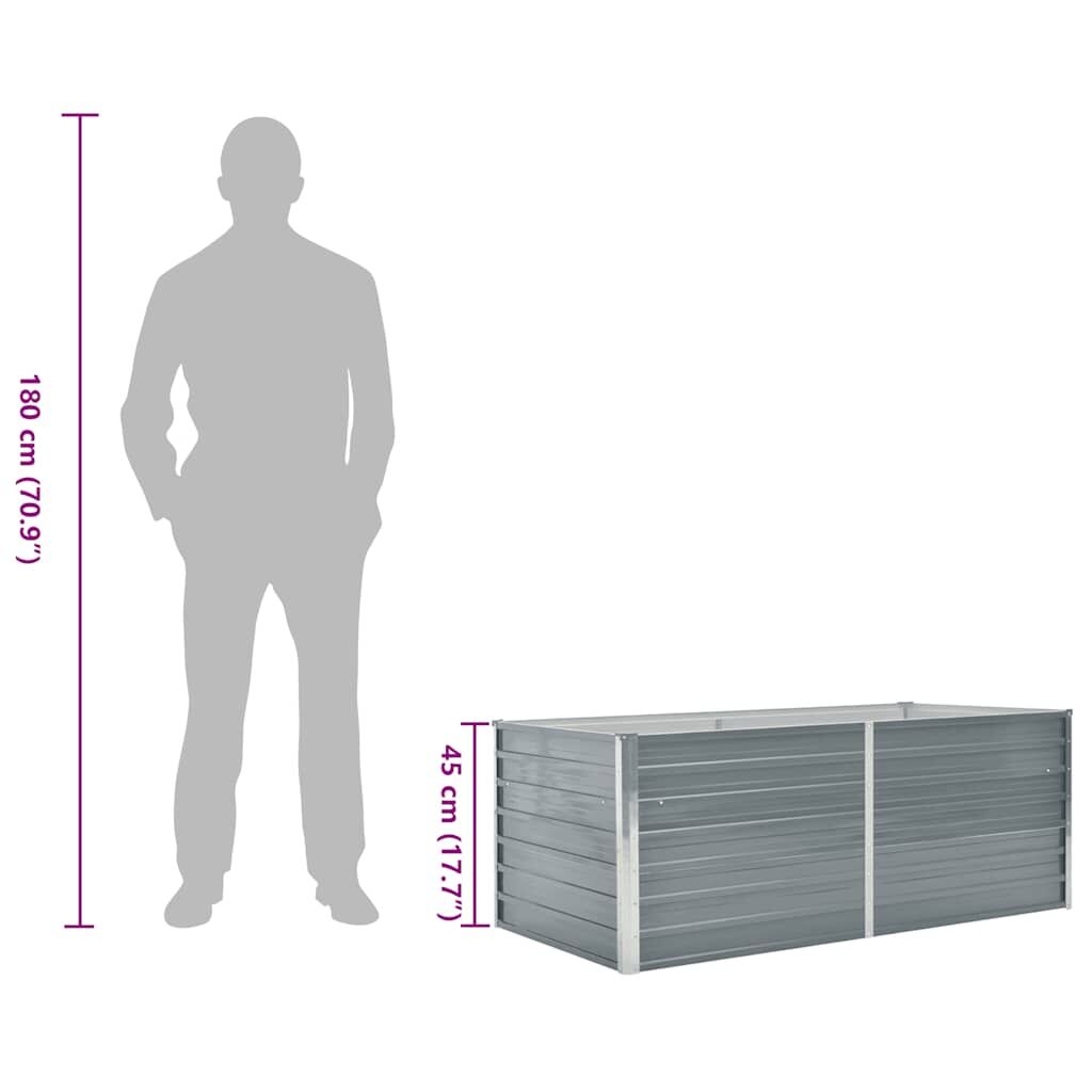 Raised Garden Bed 160x80x45 cm Galvanised Steel Grey