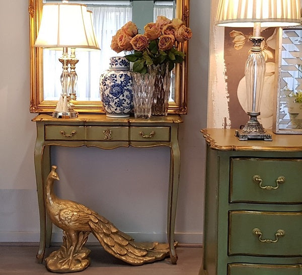Marie Antoinette French Style Chest of Drawers – Mint Green Gold Accent 90cm