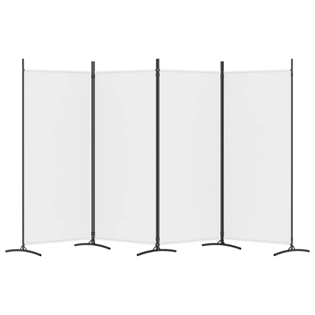 4-Panel Room Divider White 346x180 cm Fabric